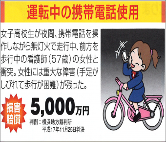 運転中の携帯電話使用（損害賠償　5000万円）