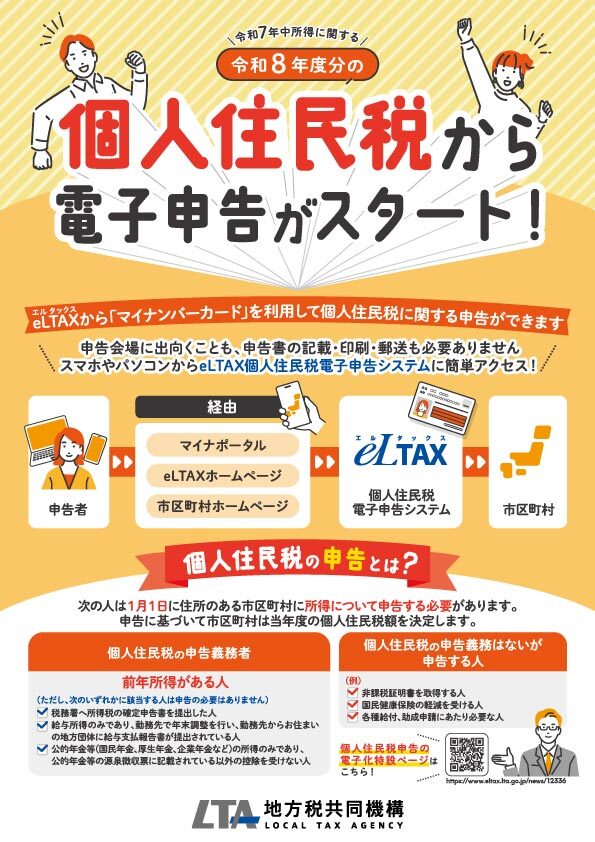 個人住民税申告の電子化リーフレット表