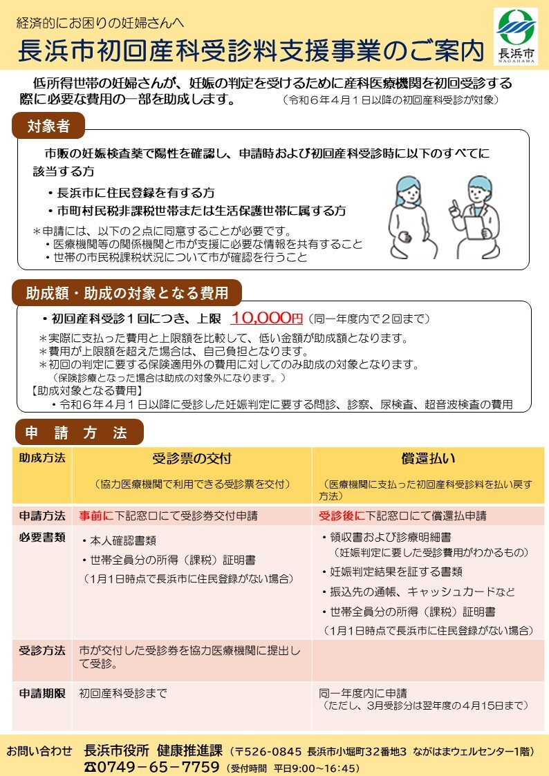 初回産科受診料支援事業の案内