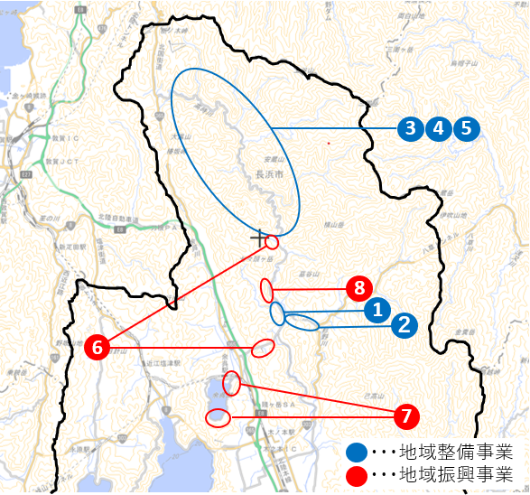事業箇所を示したマップ